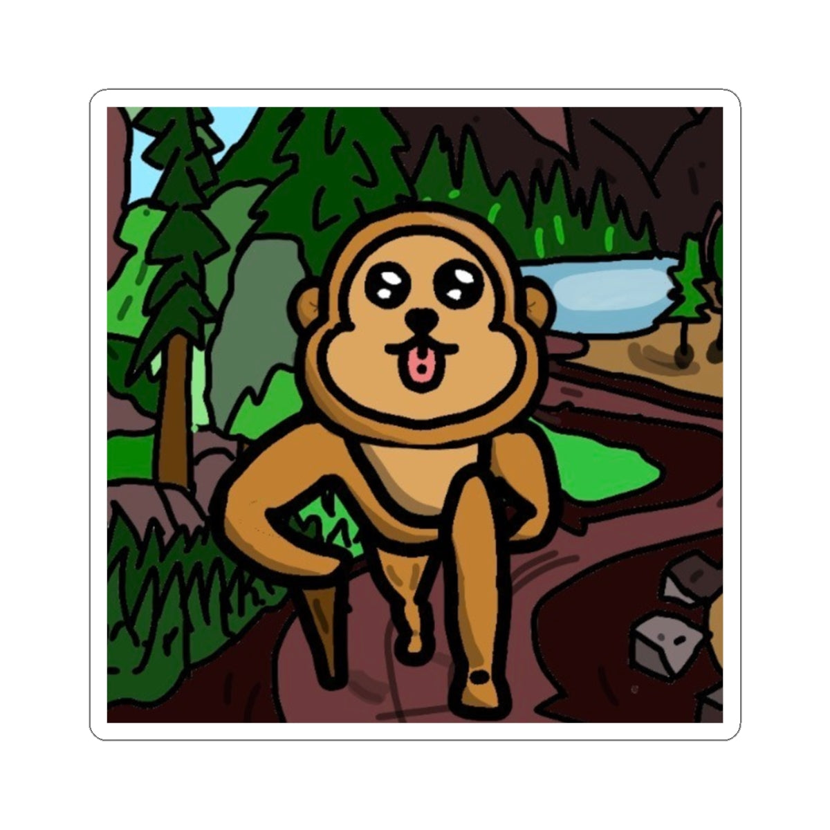 Hiking Atticus The Monkey Sticker
